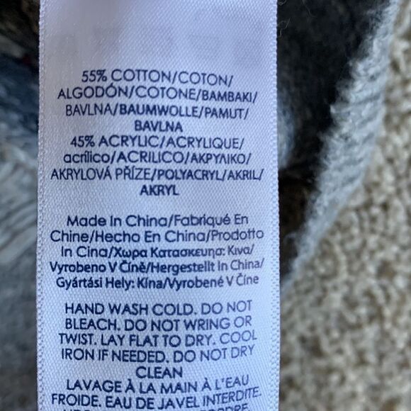 Sweater Fair Isle Chaps Ralph Lauren Women’s Medium Gray Red Vintage - Picture 7 of 7